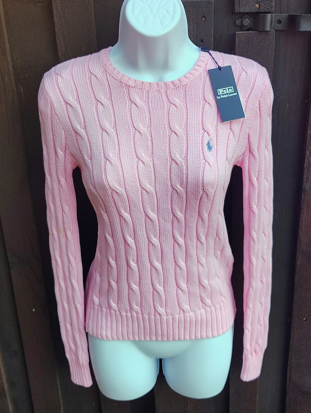 Ralph Lauren Pink Cable-Knit Crewneck Sweater